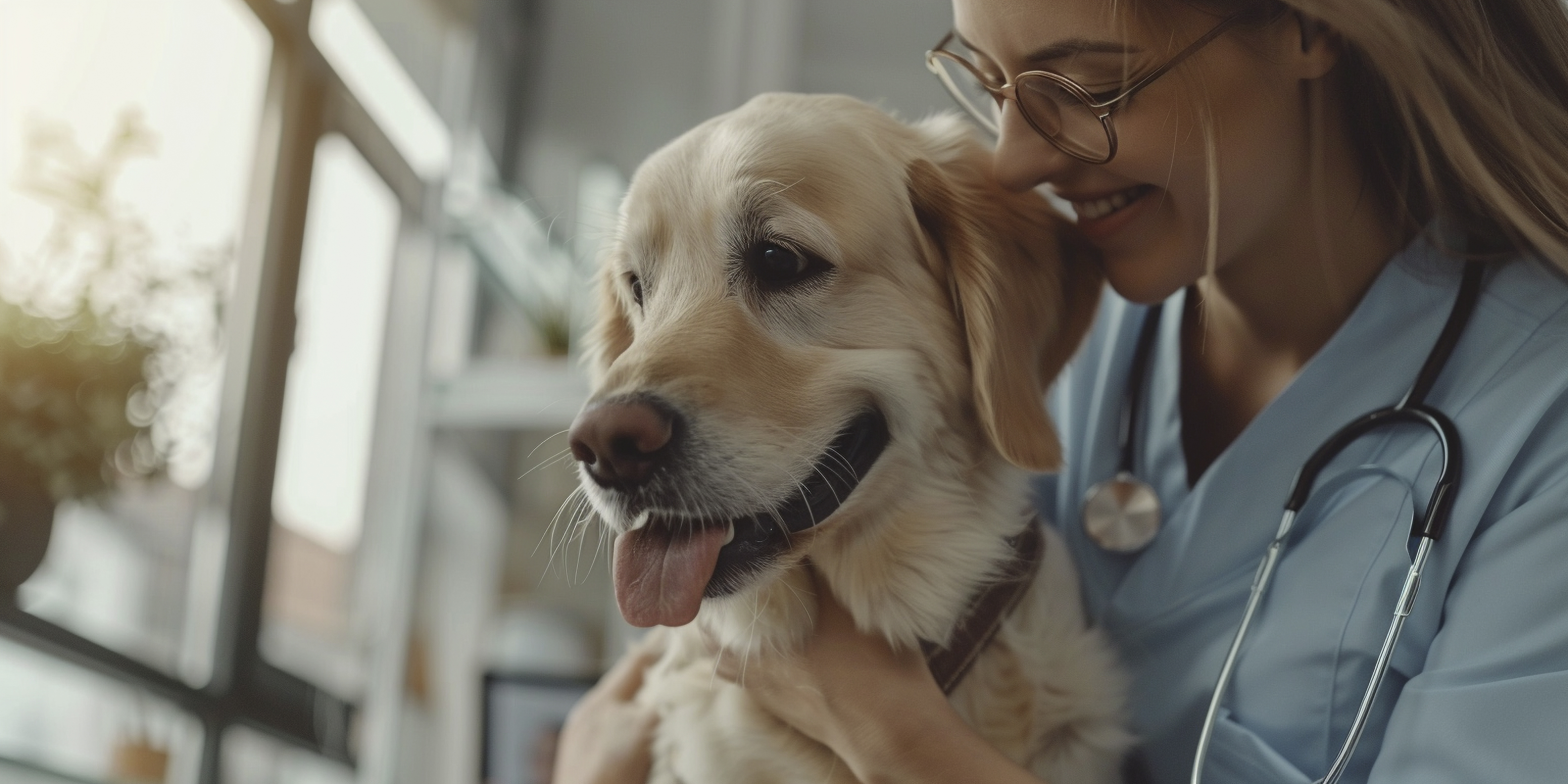 Veterinaria con perro
